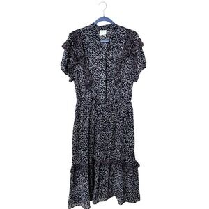 Knox Rose Women's Black Floral Dress Sz L